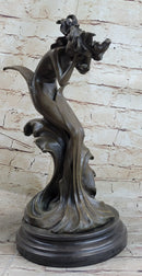 Water Goddess Mermaid Girl in Ocean Waves Bronze Sculpture