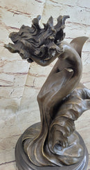 Water Goddess Mermaid Girl in Ocean Waves Bronze Sculpture