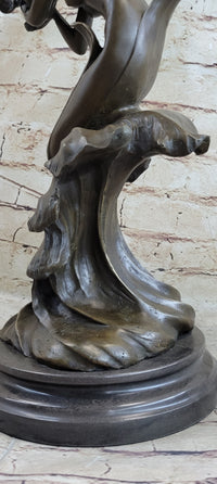 Water Goddess Mermaid Girl in Ocean Waves Bronze Sculpture