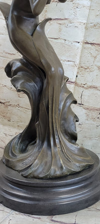 Water Goddess Mermaid Girl in Ocean Waves Bronze Sculpture