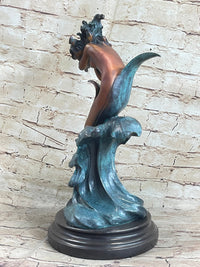Water Goddess Mermaid Nude Female Aquatic Figure Bronze Statue Sculpture 16" x 9"