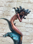 Water Goddess Mermaid Nude Female Aquatic Figure Bronze Statue Sculpture 16" x 9"