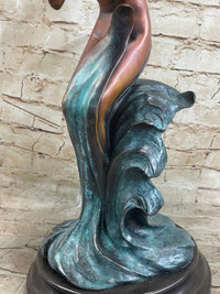 Water Goddess Mermaid Nude Female Aquatic Figure Bronze Statue Sculpture 16" x 9"