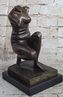 Signed Barbedienne Nude Female Torso Bronze Sculpture Marble Base Sale