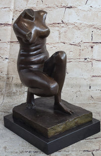 Signed Barbedienne Nude Female Torso Bronze Sculpture Marble Base Sale