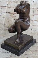 Signed Barbedienne Nude Female Torso Bronze Sculpture Marble Base Sale