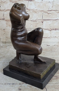 Signed Barbedienne Nude Female Torso Bronze Sculpture Marble Base Sale
