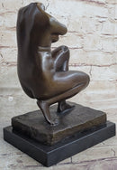 Signed Barbedienne Nude Female Torso Bronze Sculpture Marble Base Sale