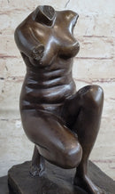 Signed Barbedienne Nude Female Torso Bronze Sculpture Marble Base Sale