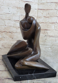Abstract Modern Art Couple Embracing Bronze Metal Sculpture