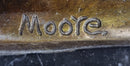 Henry Moore Family in Park Bench Bronze Sculpture Marble Base
