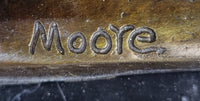 Henry Moore Family in Park Bench Bronze Sculpture Marble Base