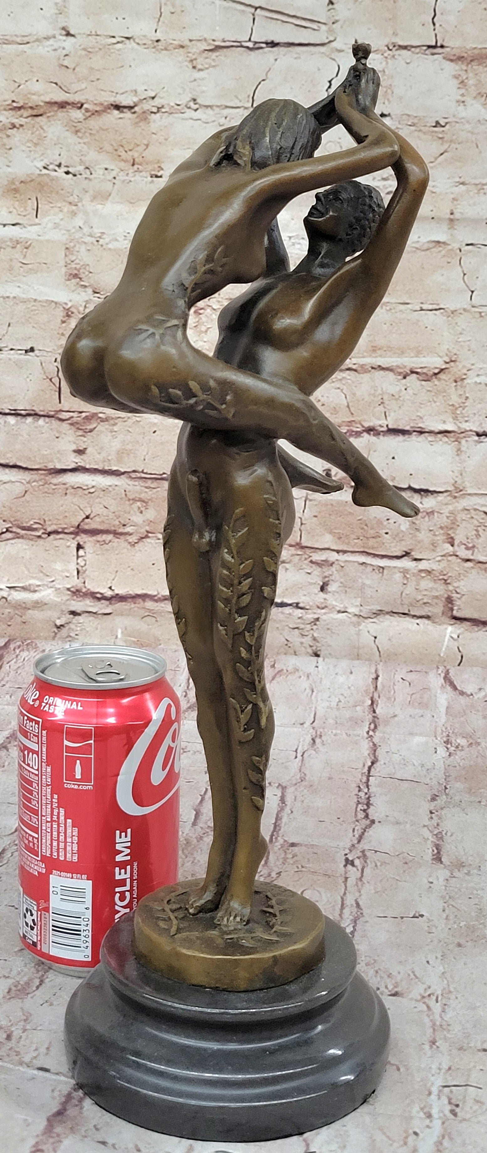 Sensual Erotic Nude Male Female Vintage Dancer Bronze Marble Base Sculpture Gift