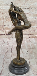 Sensual Erotic Nude Male Female Vintage Dancer Bronze Marble Base Sculpture Gift
