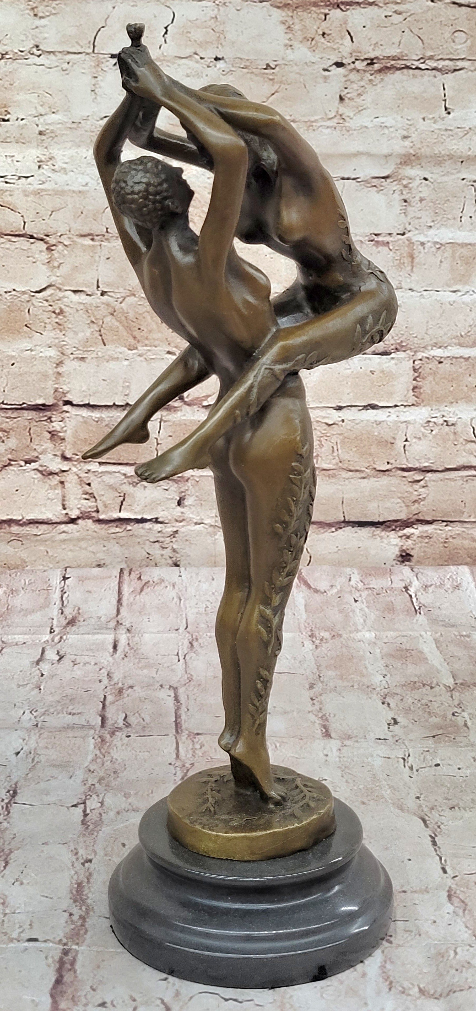 Sensual Erotic Nude Male Female Vintage Dancer Bronze Marble Base Sculpture Gift