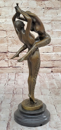 Sensual Erotic Nude Male Female Vintage Dancer Bronze Marble Base Sculpture Gift