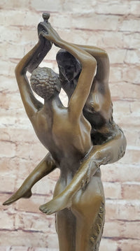 Sensual Erotic Nude Male Female Vintage Dancer Bronze Marble Base Sculpture Gift