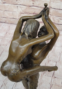 Sensual Erotic Nude Male Female Vintage Dancer Bronze Marble Base Sculpture Gift