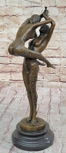 Sensual Erotic Nude Male Female Vintage Dancer Bronze Marble Base Sculpture Gift