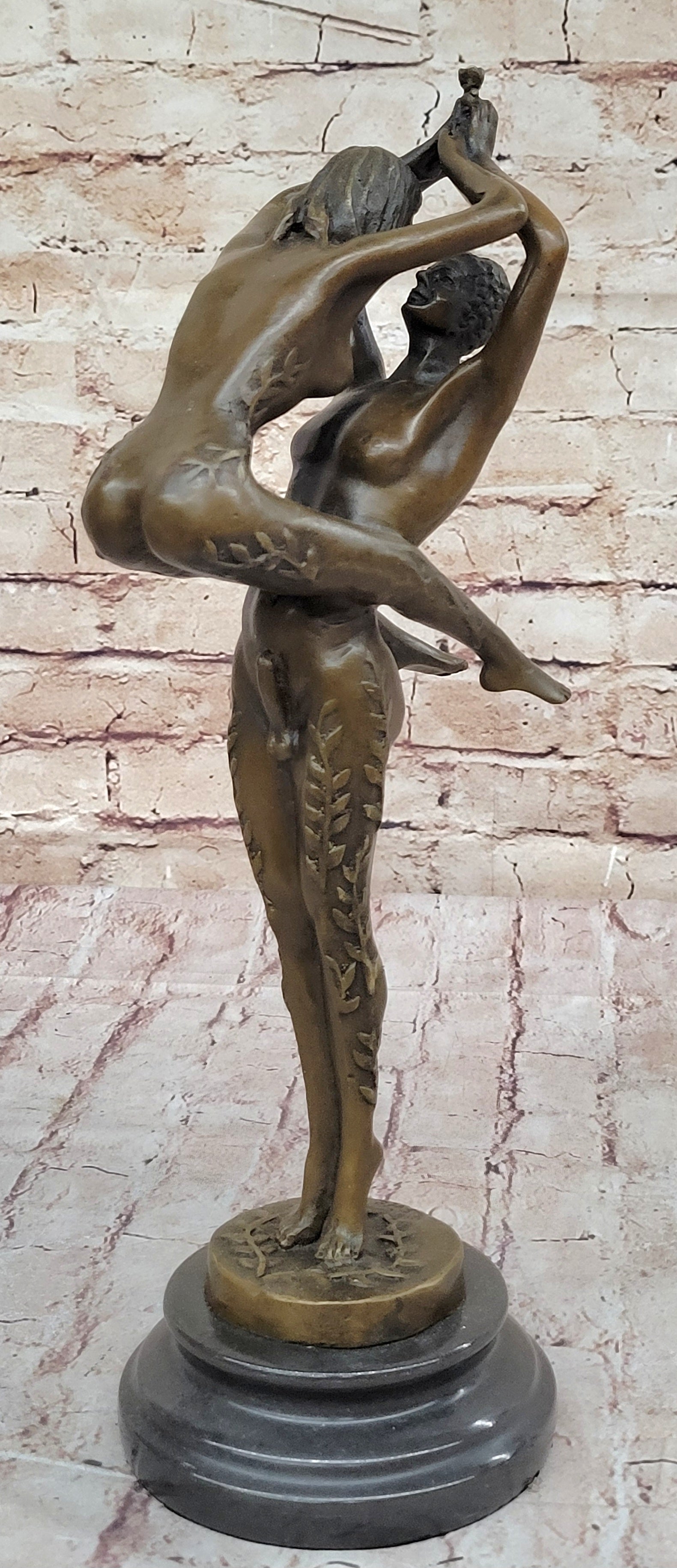 Sensual Erotic Nude Male Female Vintage Dancer Bronze Marble Base Sculpture Gift
