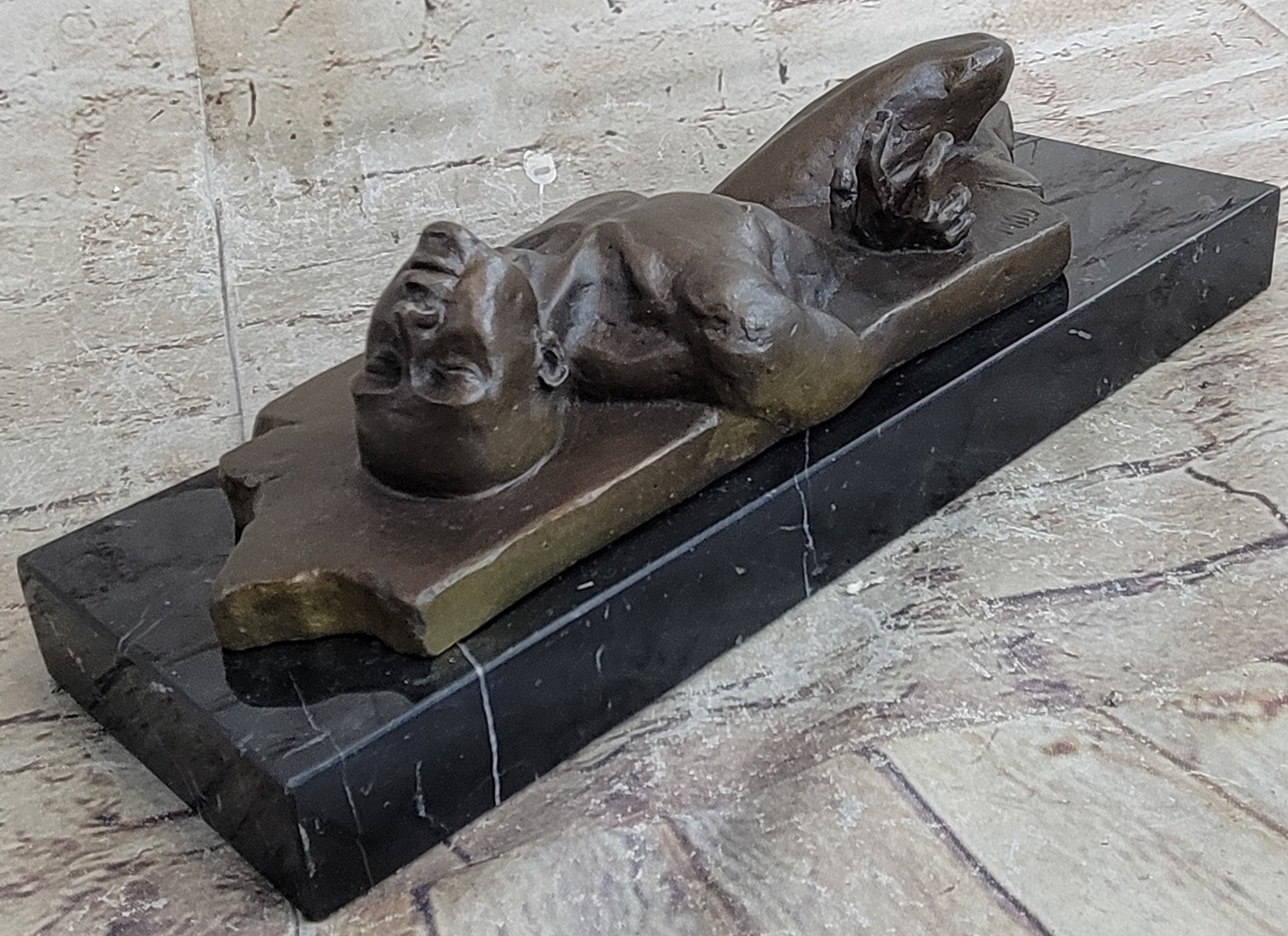 Surreal Hot Cast Bronze Male Figure Trapped in Floor