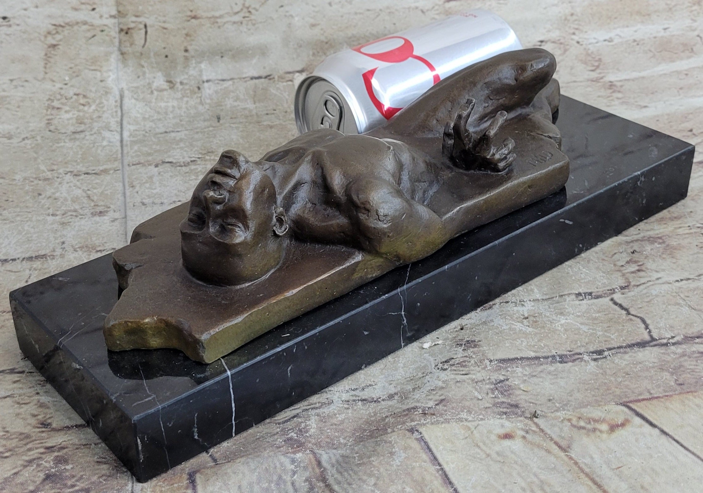 Surreal Hot Cast Bronze Male Figure Trapped in Floor