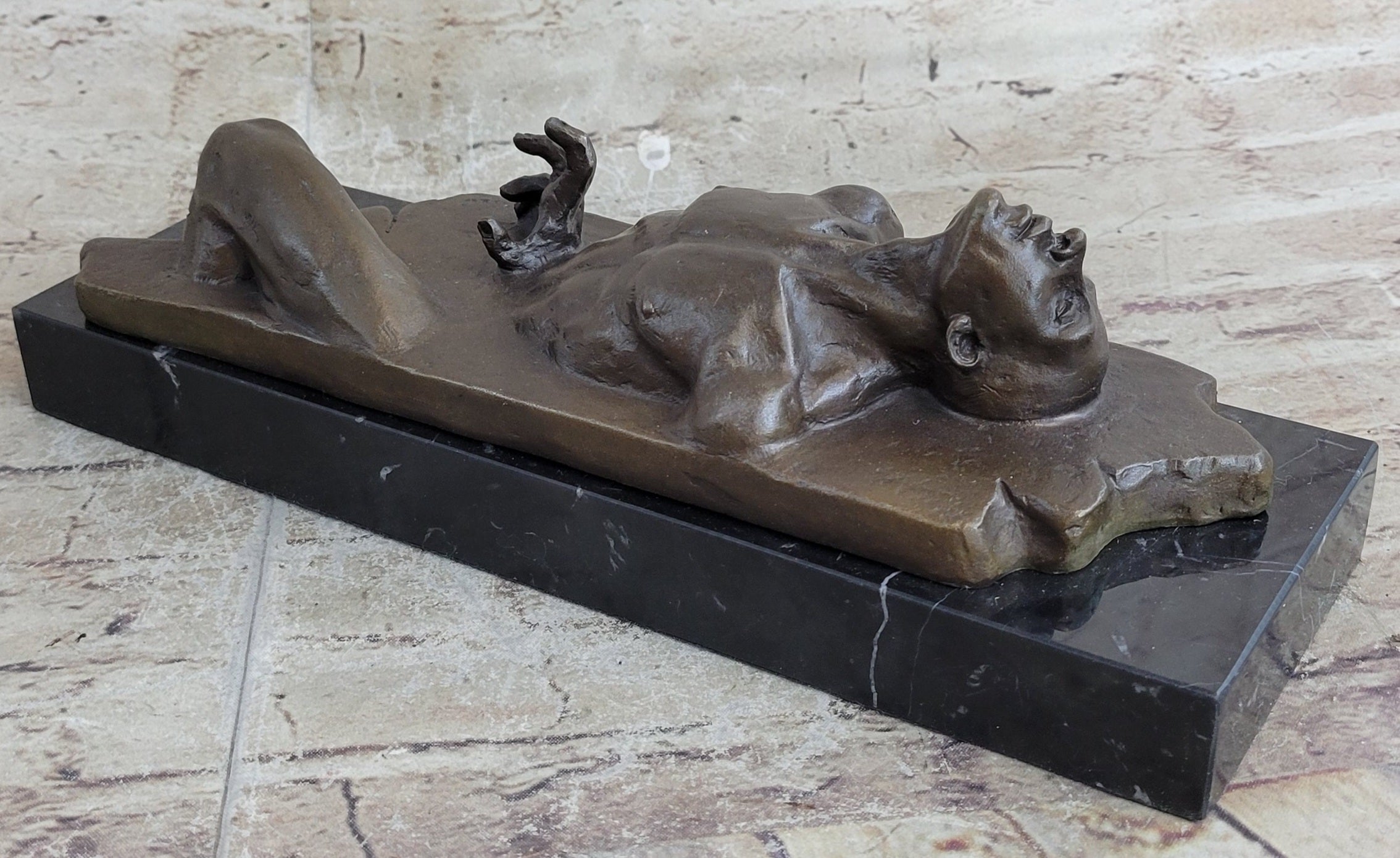 Surreal Hot Cast Bronze Male Figure Trapped in Floor
