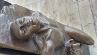 Surreal Hot Cast Bronze Male Figure Trapped in Floor
