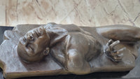 Surreal Hot Cast Bronze Male Figure Trapped in Floor