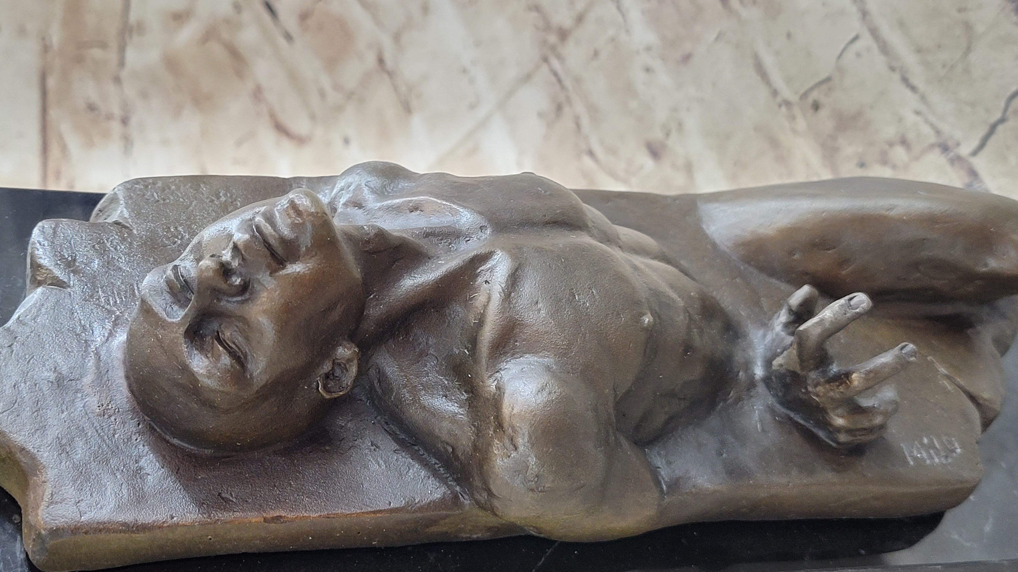 Surreal Hot Cast Bronze Male Figure Trapped in Floor
