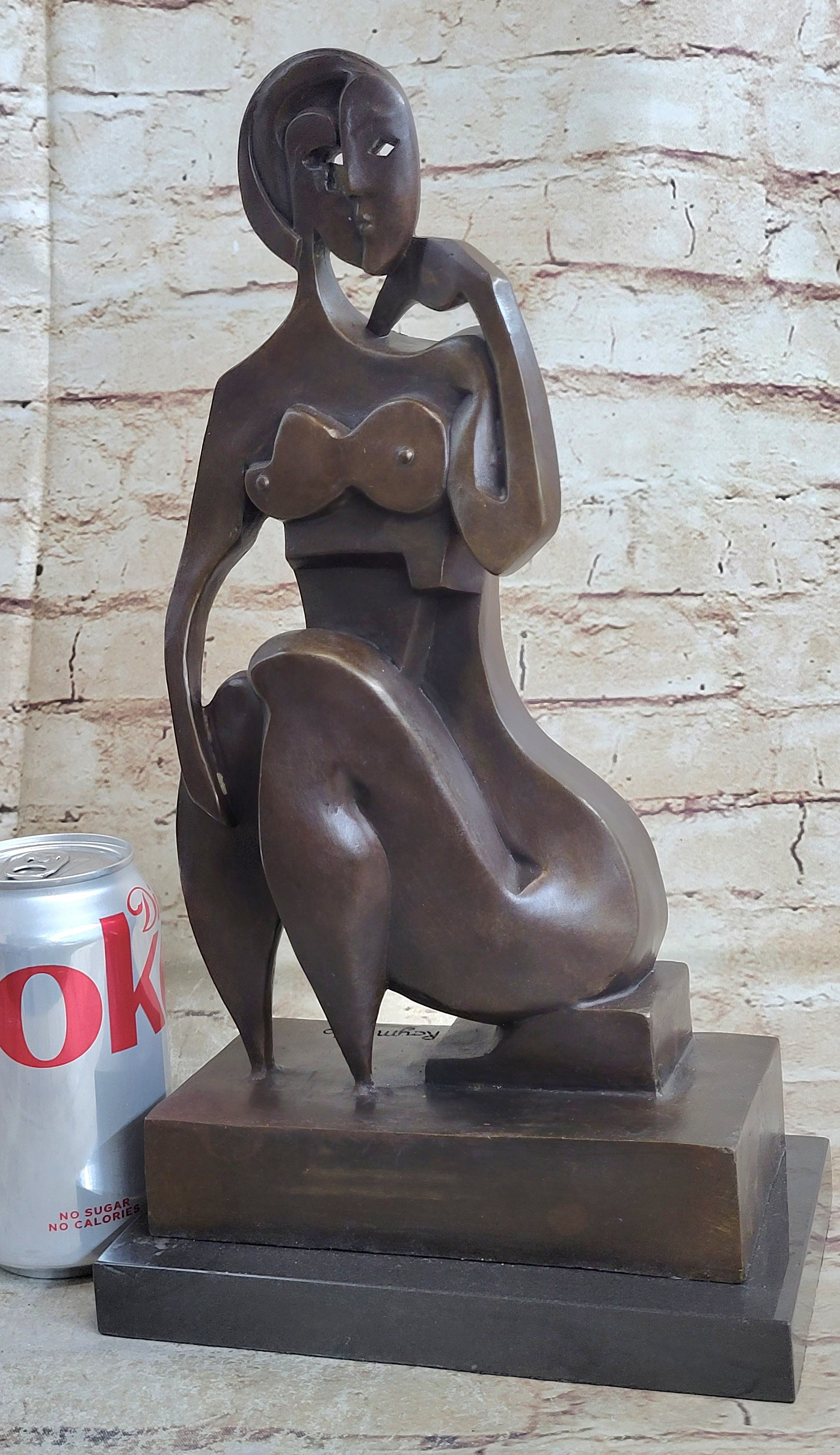 Modern Abstract Female Bronze Sculpture Tribute To Picasso