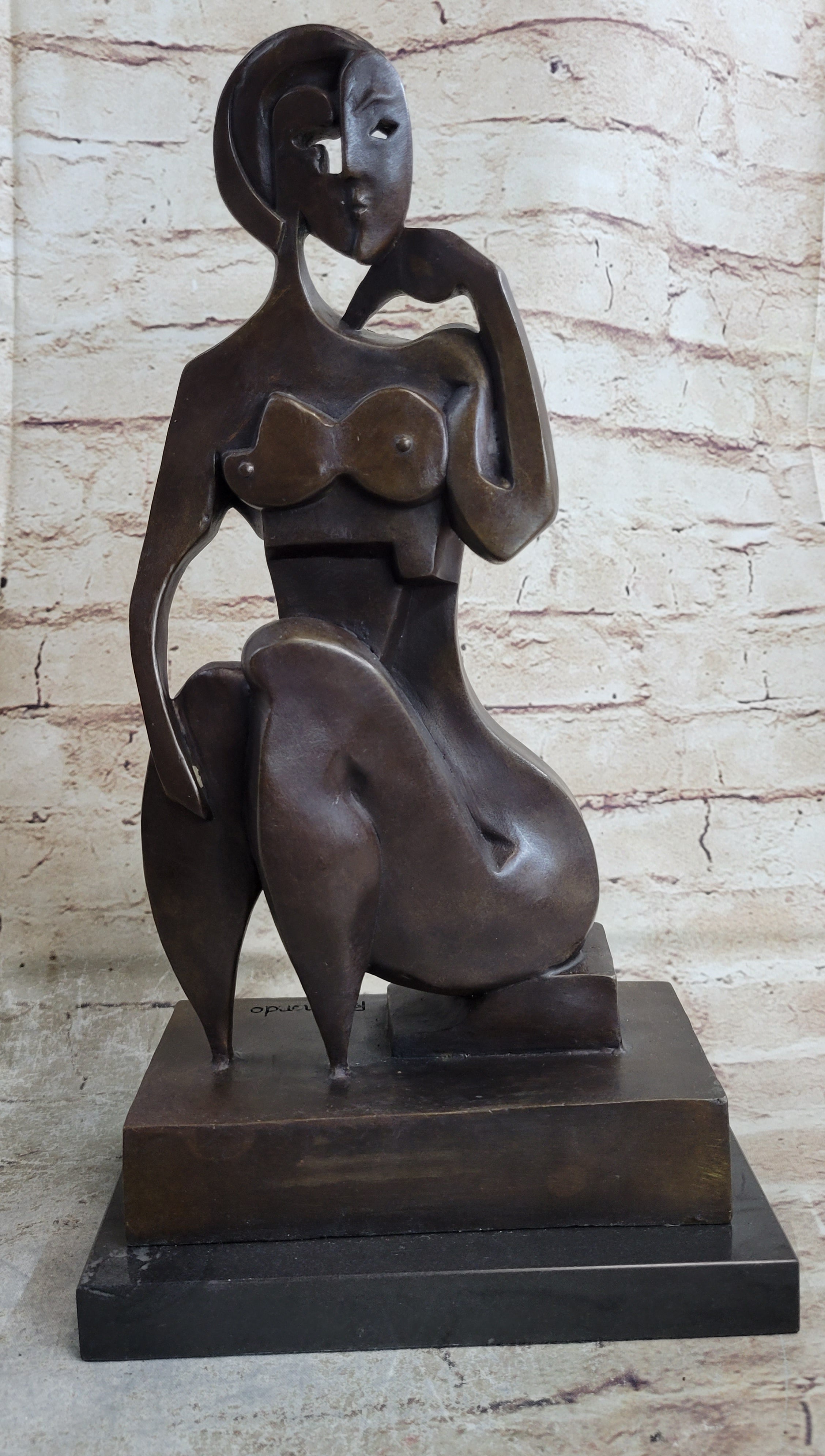 Modern Abstract Female Bronze Sculpture Tribute To Picasso