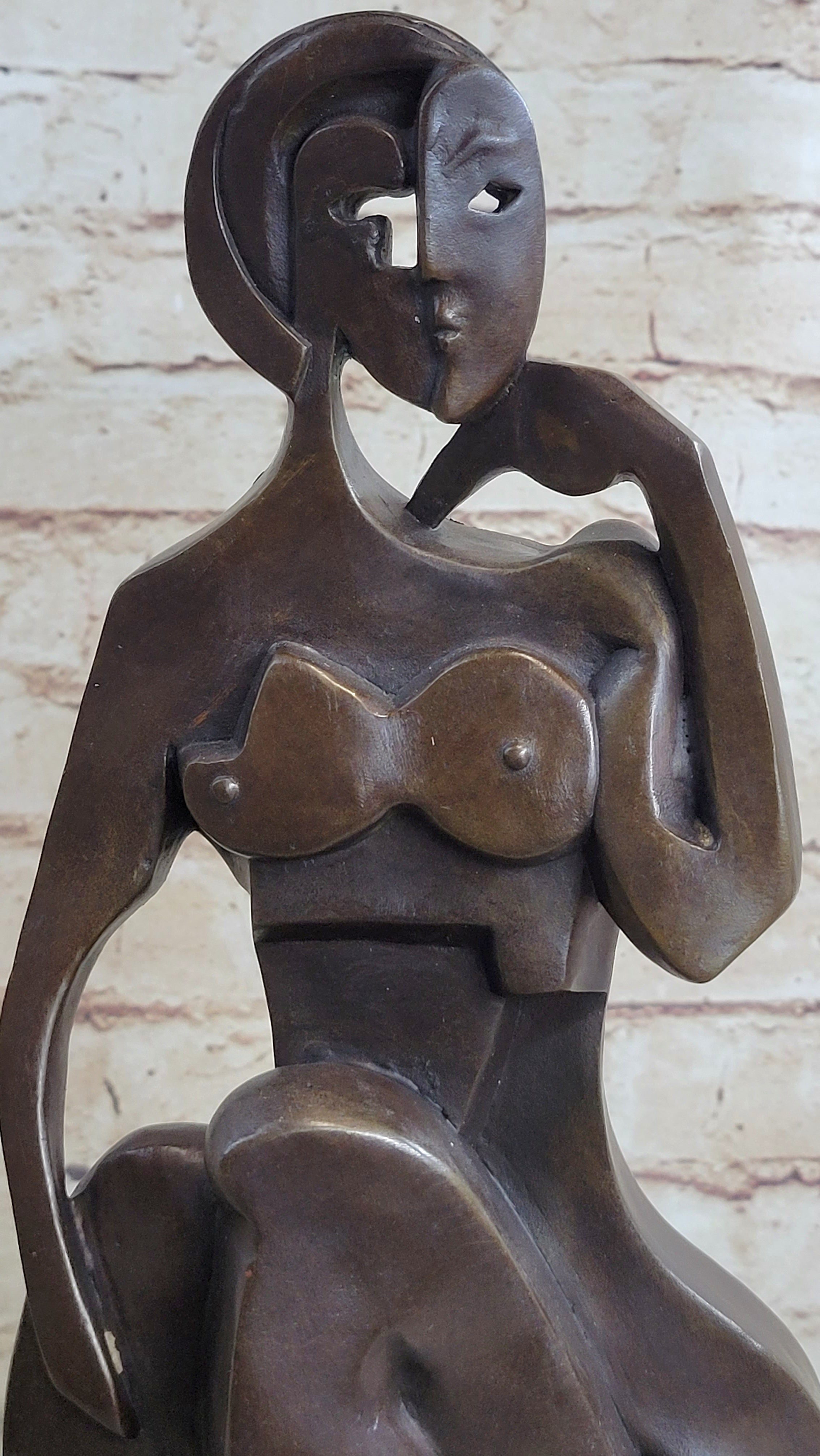 Modern Abstract Female Bronze Sculpture Tribute To Picasso