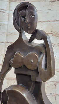 Modern Abstract Female Bronze Sculpture Tribute To Picasso
