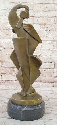 Abstract Cubism Geometric Bronze Sculpture Dali Picasso Tribute