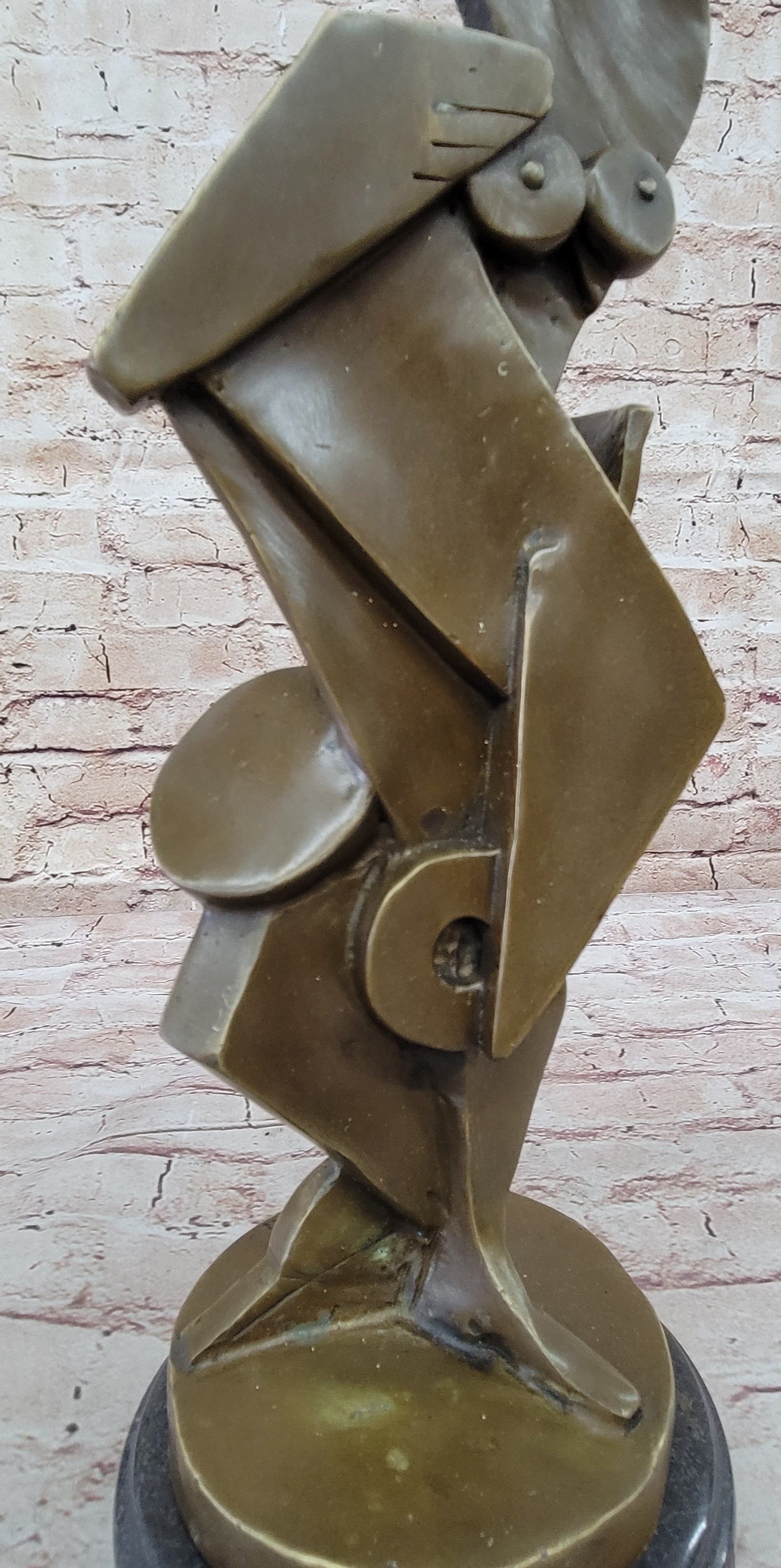 Abstract Cubism Geometric Bronze Sculpture Dali Picasso Tribute