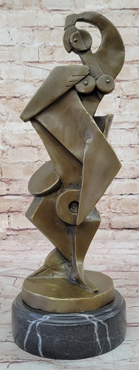 Abstract Cubism Geometric Bronze Sculpture Dali Picasso Tribute