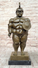 Greek or Roman Warrior by Botero Bronze Sculpture Marble Base