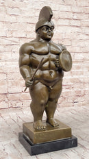 Greek or Roman Warrior by Botero Bronze Sculpture Marble Base
