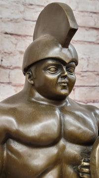 Greek or Roman Warrior by Botero Bronze Sculpture Marble Base