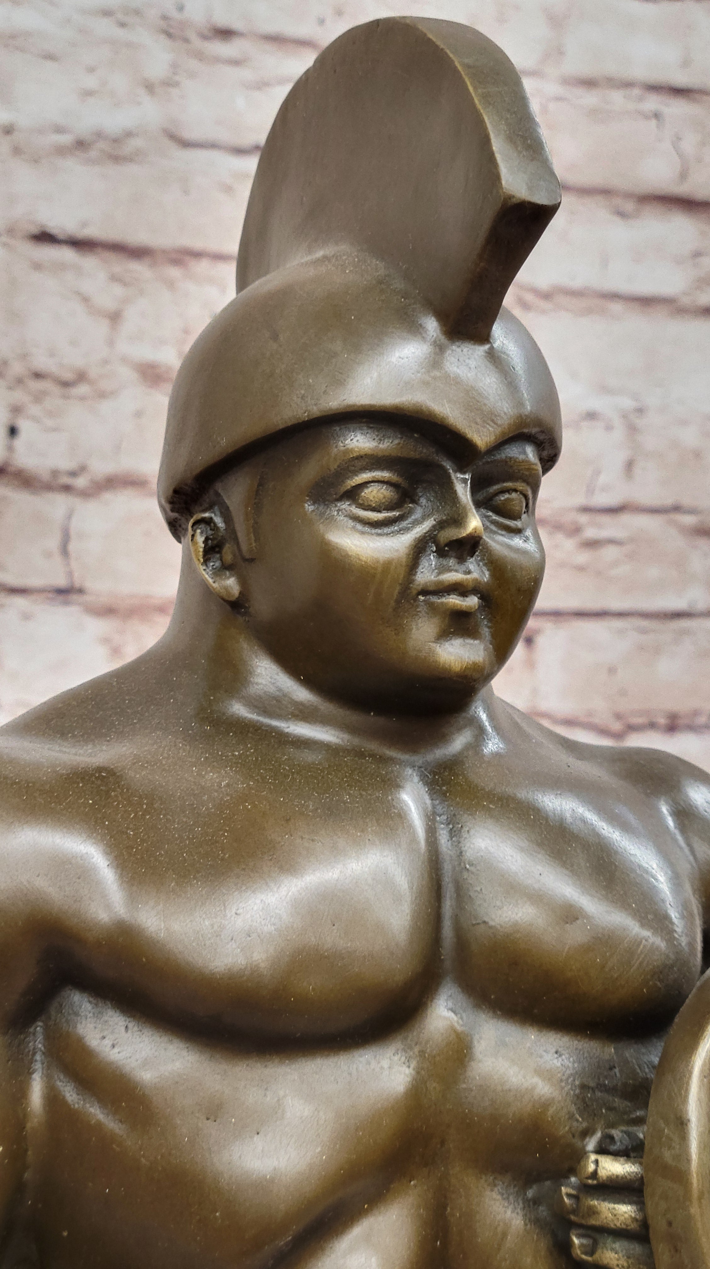 Greek or Roman Warrior by Botero Bronze Sculpture Marble Base