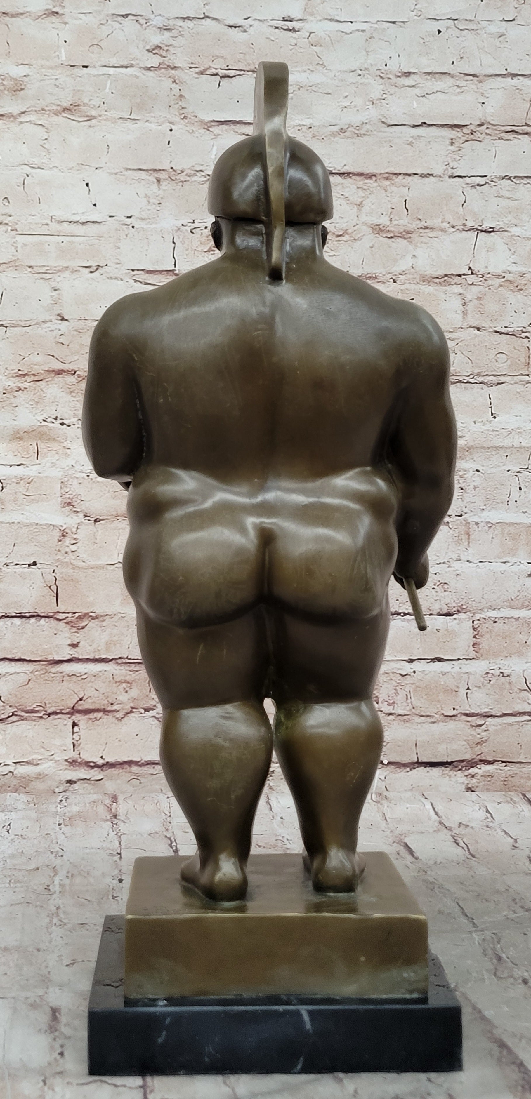 Greek or Roman Warrior by Botero Bronze Sculpture Marble Base