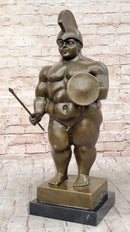 Greek or Roman Warrior by Botero Bronze Sculpture Marble Base