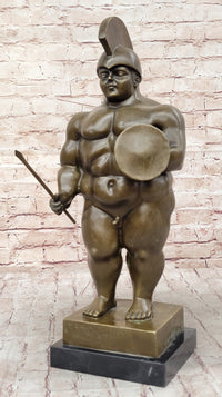 Greek or Roman Warrior by Botero Bronze Sculpture Marble Base