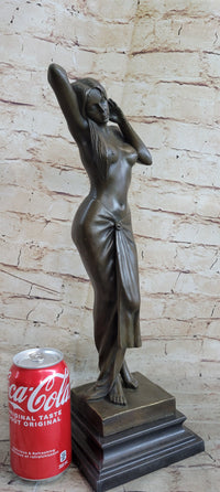 100% Solid Real Bronze Vitaleh Italian Artist Nude Dream Girl Sculpture Statue