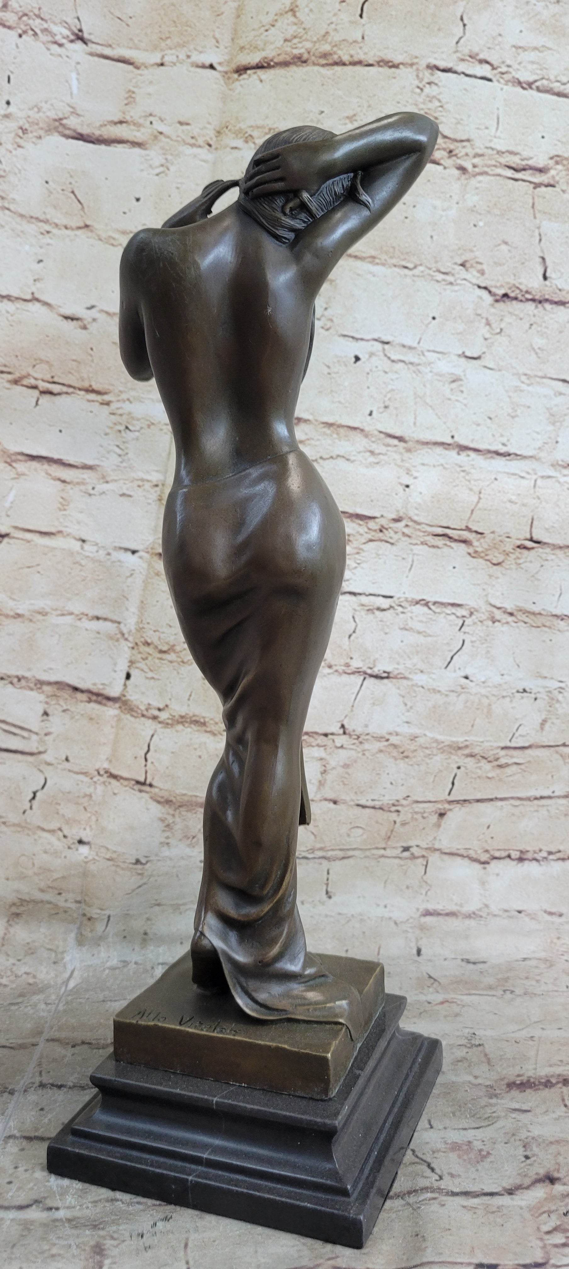 100% Solid Real Bronze Vitaleh Italian Artist Nude Dream Girl Sculpture Statue
