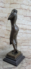 100% Solid Real Bronze Vitaleh Italian Artist Nude Dream Girl Sculpture Statue