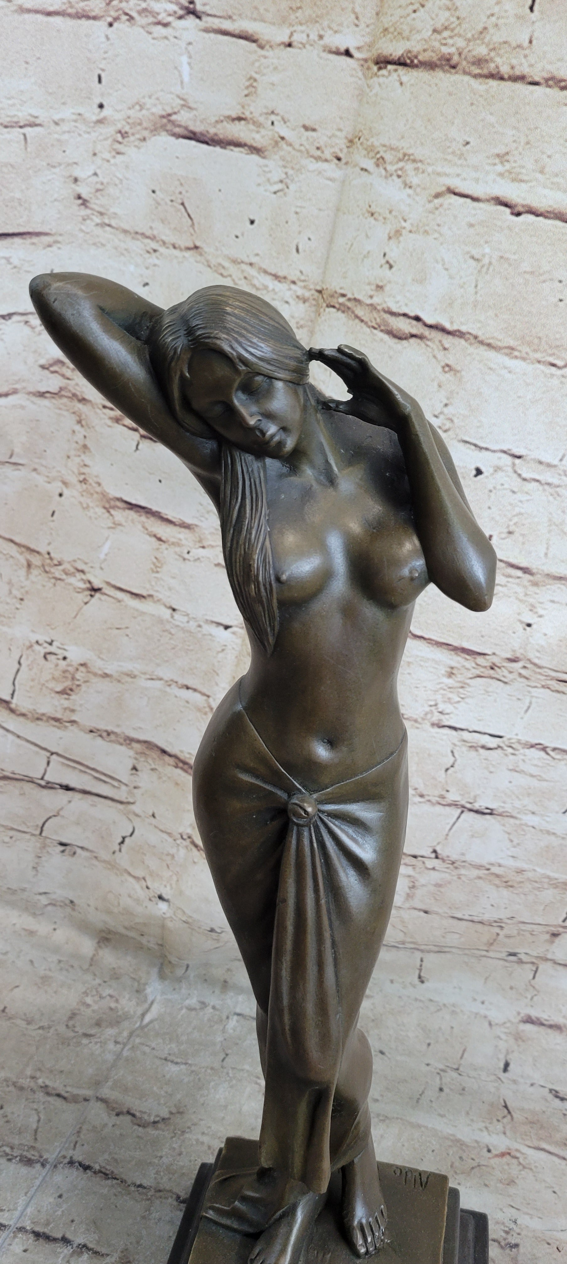 100% Solid Real Bronze Vitaleh Italian Artist Nude Dream Girl Sculpture Statue