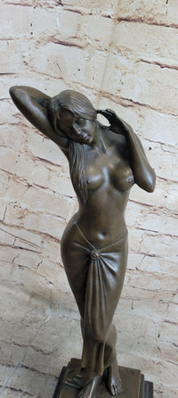 100% Solid Real Bronze Vitaleh Italian Artist Nude Dream Girl Sculpture Statue