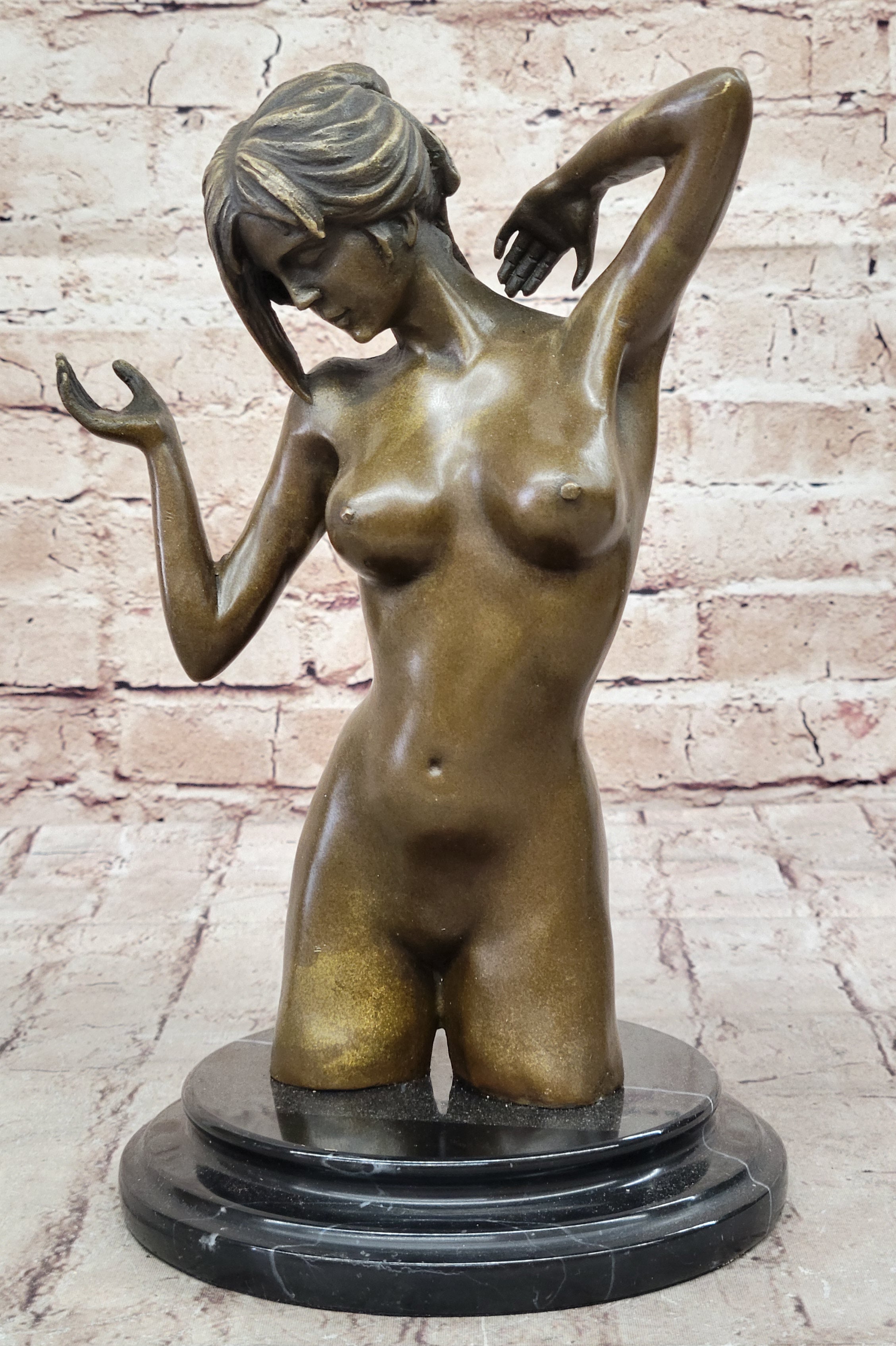 Modern Art Nude Bust Bronze Sculpture Figure Art Marble